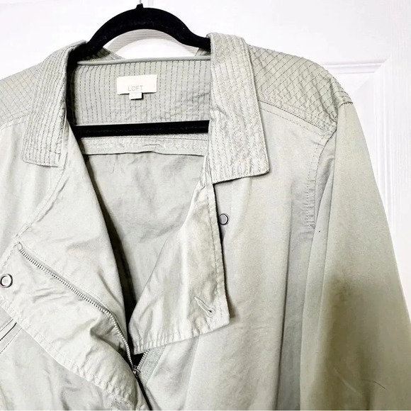 LOFT Green Cargo Utility Cotton Sateen Jacket Casual Size Medium - Picture 4 of 8